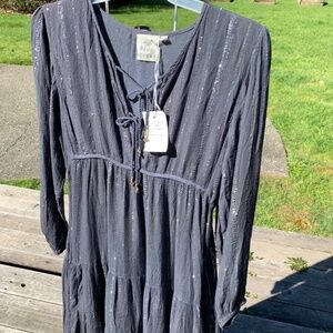 NWT Blue Boheme Maxi Dress Blue/Grey Size Small Medium
